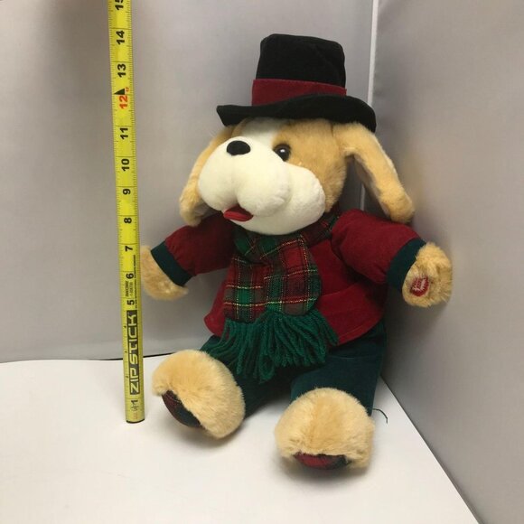 Vintage Main Joy Limited Musical Christmas Holiday Dog Caroler Plush Stuffed Ani - Picture 4 of 4